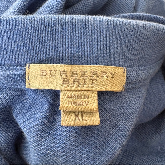 Burberry Brit Polo Shirt Mens Size XL Blue Cotton Classic Fit Casual - Picture 4 of 5